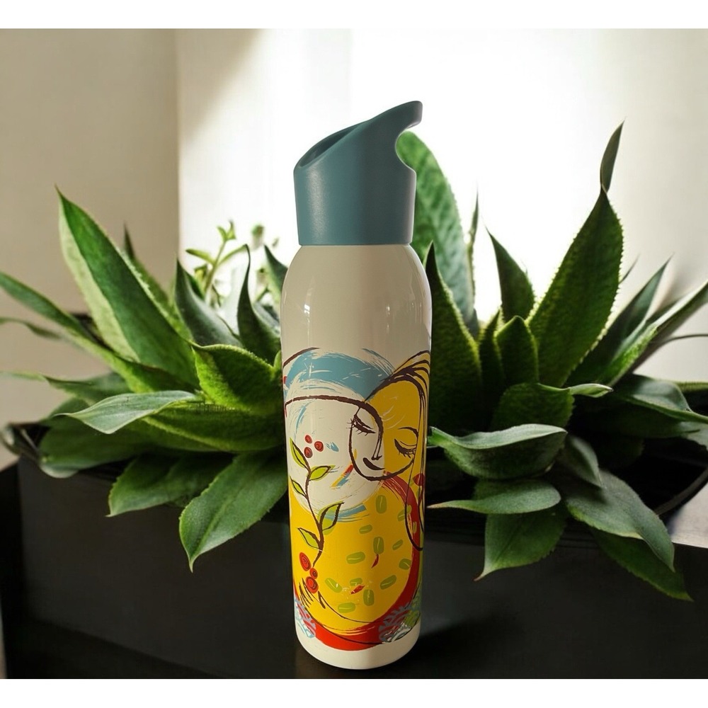 Starbucks 2008 Stainless Steel Water Bottle Woman Flowers 24 oz Travel Beverage